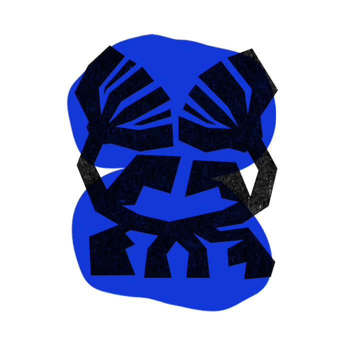 Icon of two flowers intertwined on a blue background