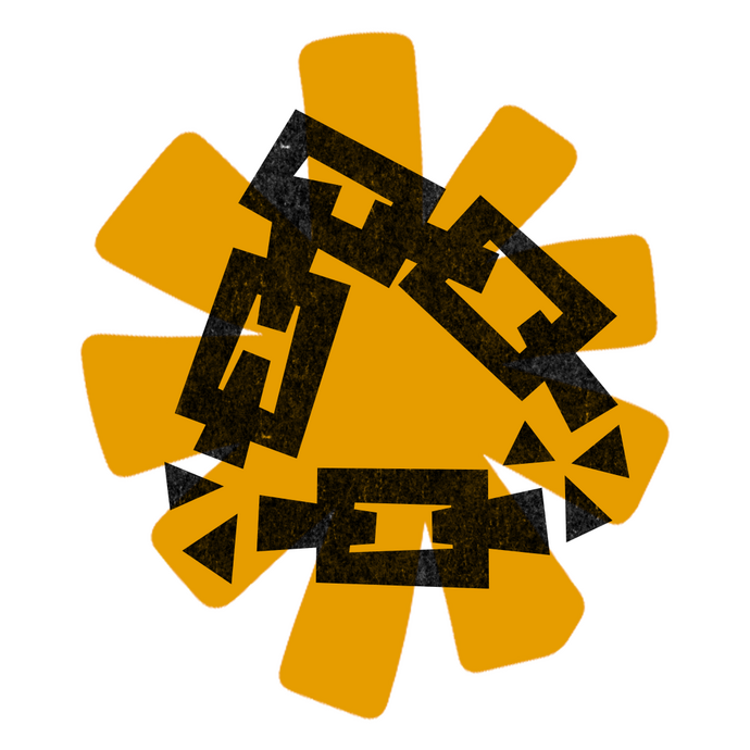 Icon of a broken chain on a yellow shape